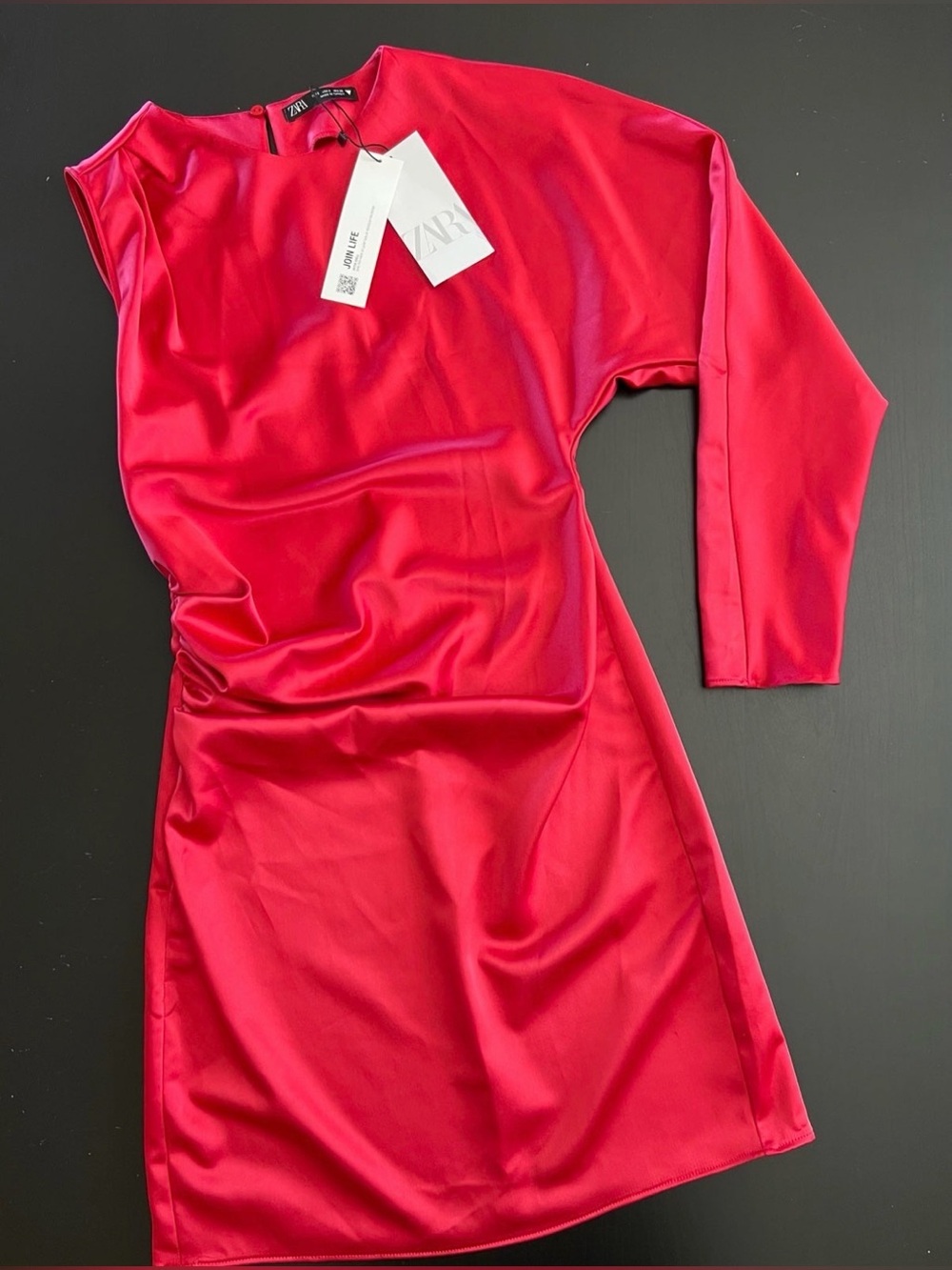 Zara Red One-Sleeve Mini Dress